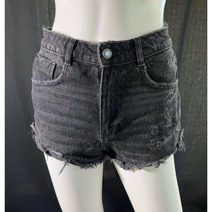 Zara By TRF Women's Short Denim Hi-Rise Black Size US 4 EUR 36